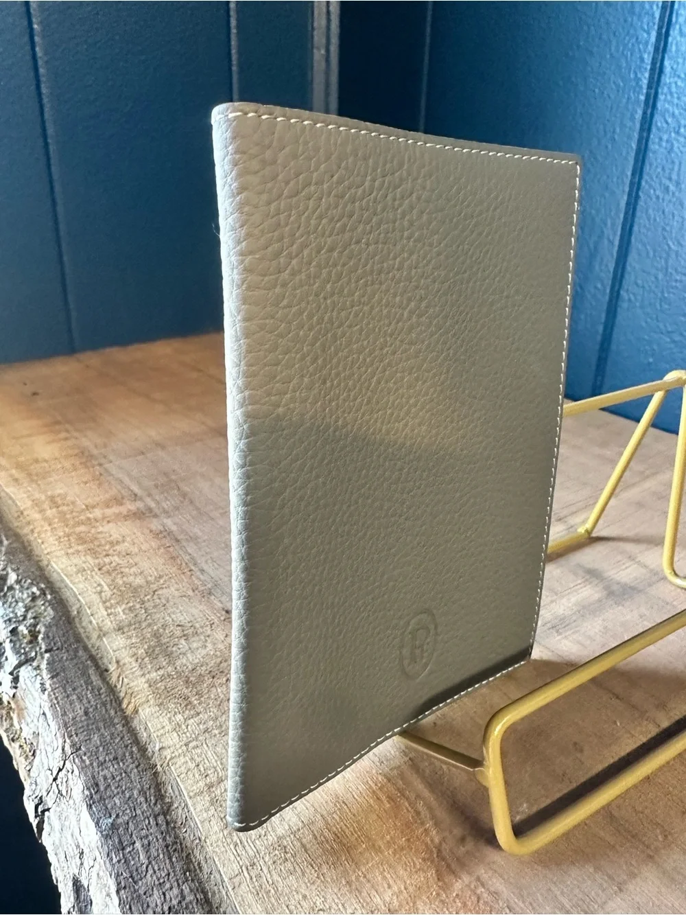 Parmigiani Fleurier Pebbled Leather Passport Holder Gray Swiss Luxury